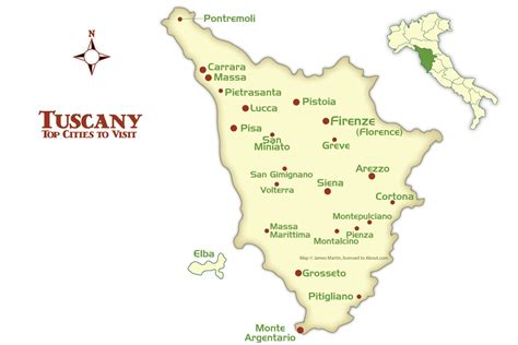 MAP Map of Tuscany in Italy